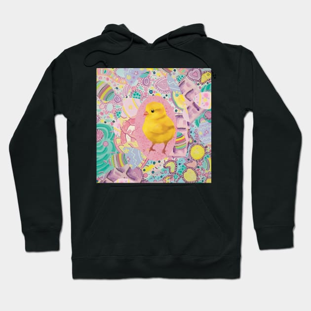 Easter Chick, Fluffy Yellow Baby Chicken Hoodie by traceyart